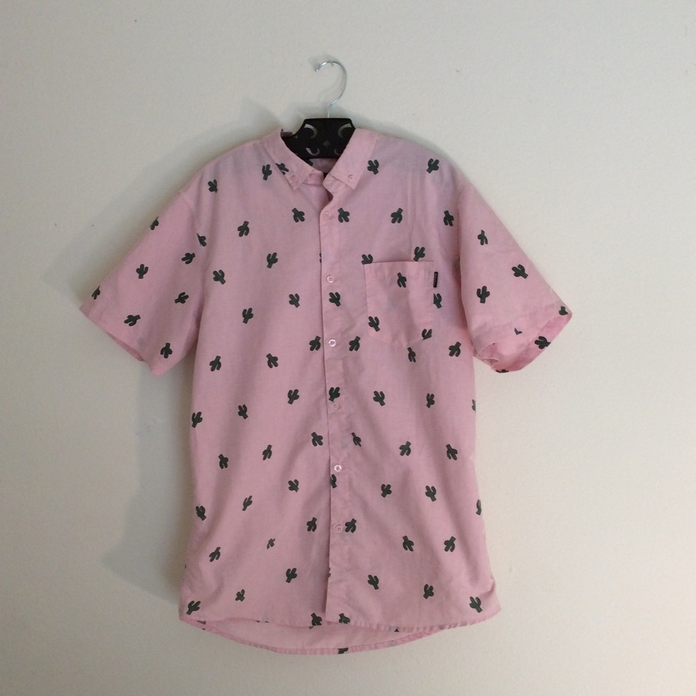 Pink cactus button T-shirt